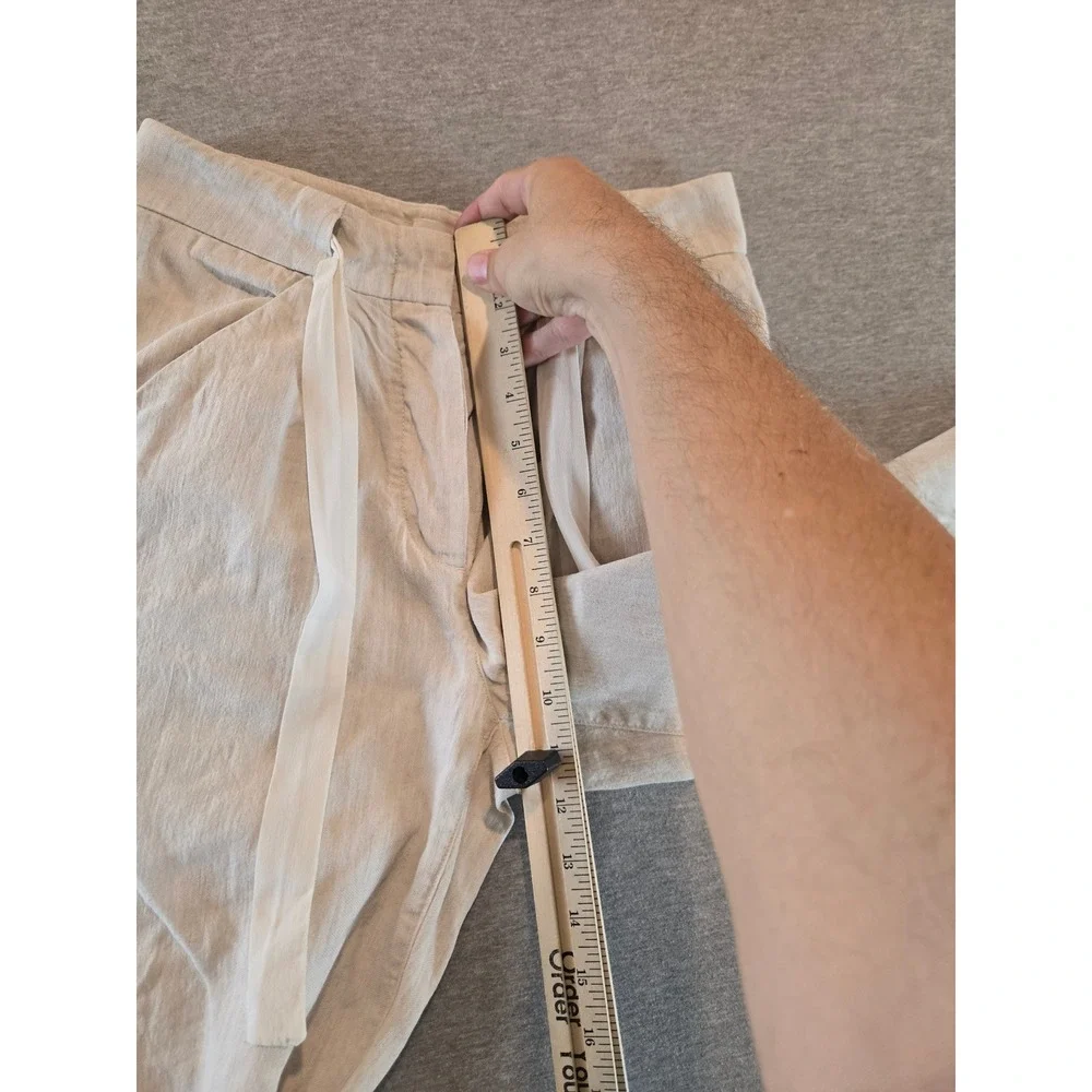 Wilfred Allant Cuffed Cropped Pants Women 0 Beige Linen Blend Resort Lightweight